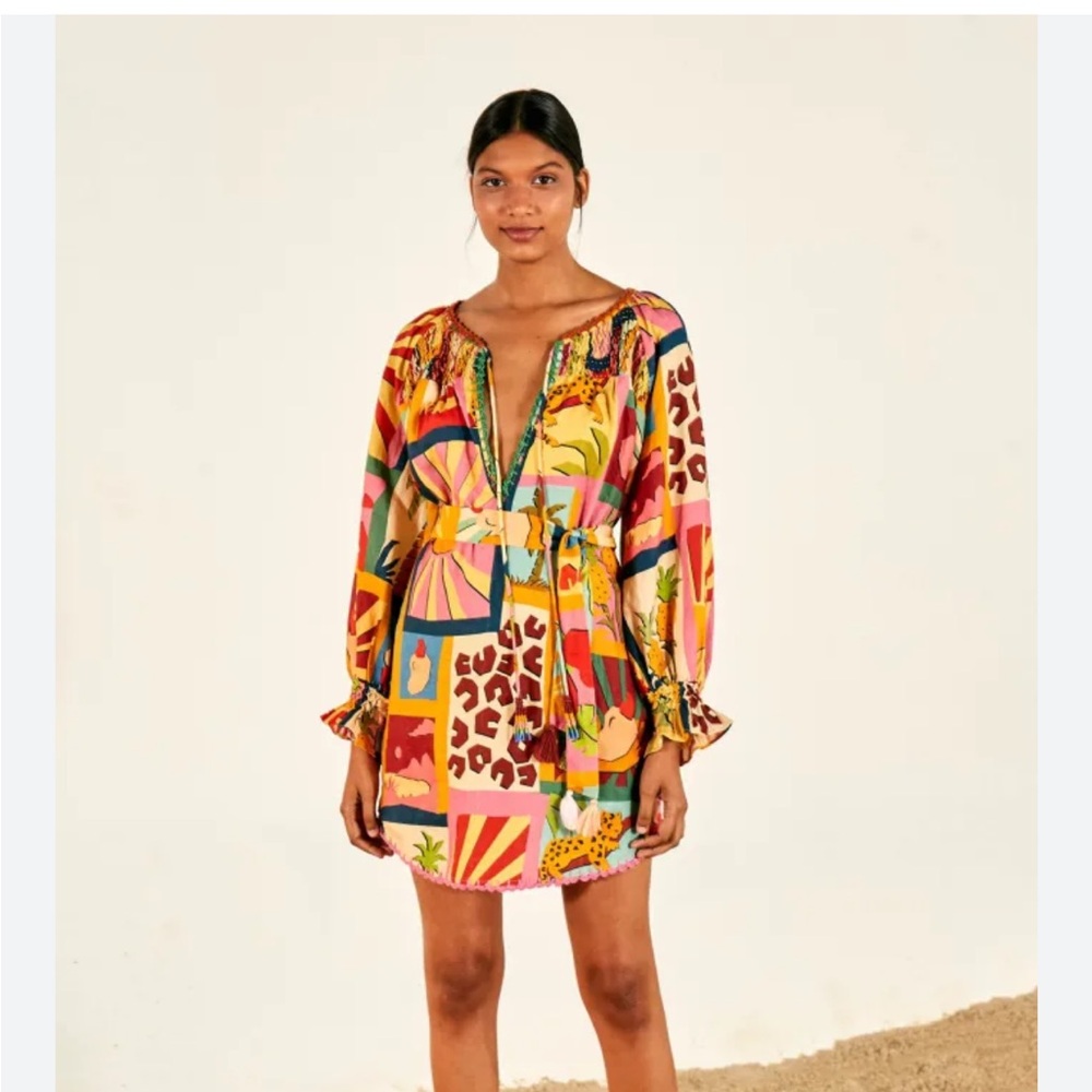 Farm Rio Tropical Collage Tunic Dress